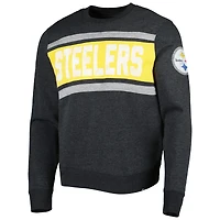 Men's '47 Heathered Black Pittsburgh Steelers Bypass Tribeca Pullover Sweatshirt