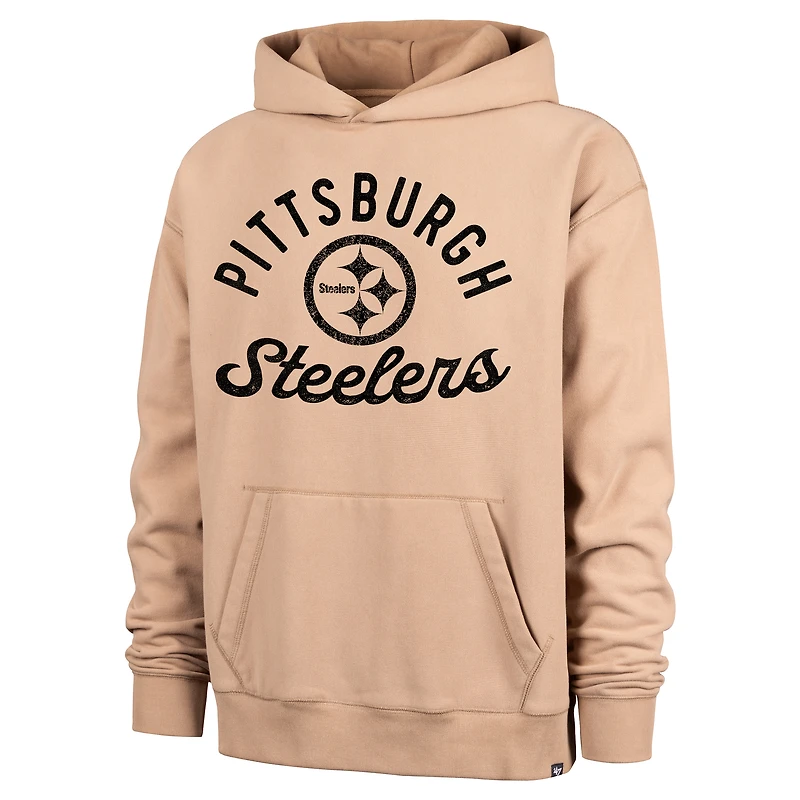Men's '47 Khaki Pittsburgh Steelers Dusted Bowline River Pullover Hoodie