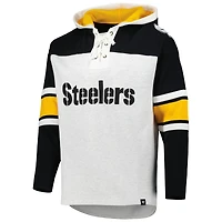 Chandail à capuchon lacets gris chiné pour hommes '47 Pittsburgh Steelers Gridiron