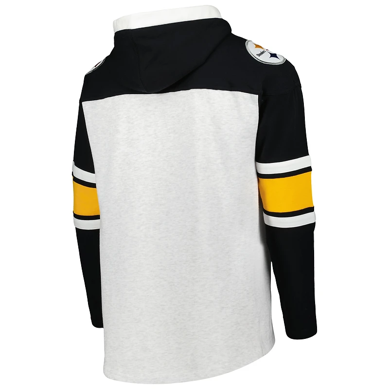 Chandail à capuchon lacets gris chiné pour hommes '47 Pittsburgh Steelers Gridiron