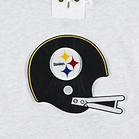 Men's '47 Pittsburgh Steelers Heather Gray Historic Logo Gridiron Lace-Up Pullover Hoodie