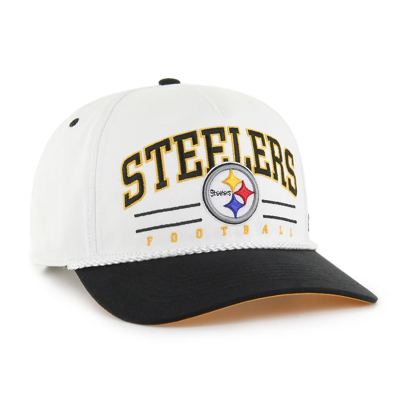Casquette ajustable Roscoe bicolore Hitch blanche/noire pour homme des Pittsburgh Steelers, modèle 1947