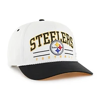 Casquette ajustable Roscoe bicolore Hitch blanche/noire pour homme des Pittsburgh Steelers, modèle 1947