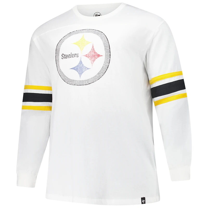 Men's '47 White Pittsburgh Steelers Big & Tall Premier Brex Long Sleeve T-Shirt