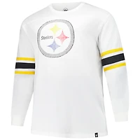 Men's '47 White Pittsburgh Steelers Big & Tall Premier Brex Long Sleeve T-Shirt