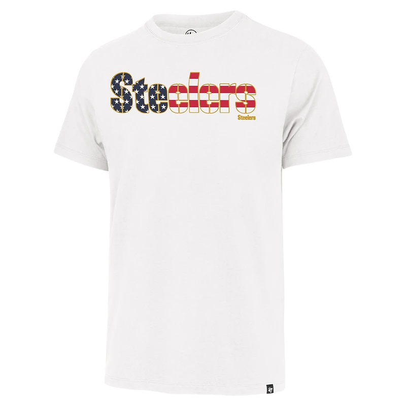 T-shirt Franklin pour hommes avec inscription drapeau des Steelers de Pittsburgh '47 blanc