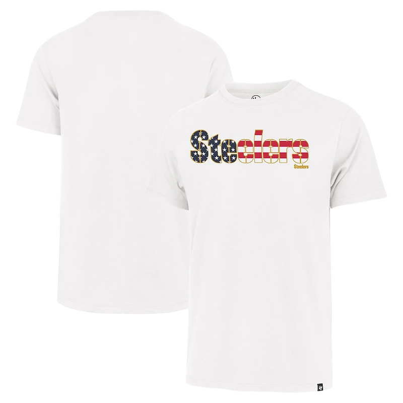 T-shirt Franklin pour hommes avec inscription drapeau des Steelers de Pittsburgh '47 blanc