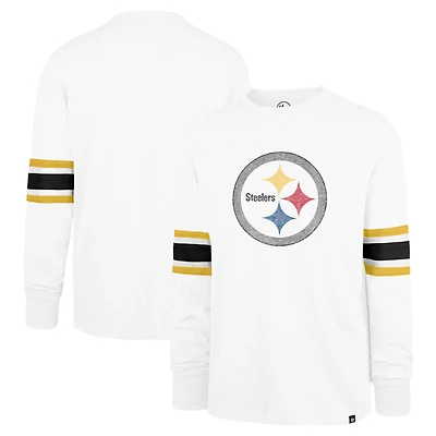 Men's '47 White Pittsburgh Steelers Gridiron Premier Brex Long Sleeve T-Shirt