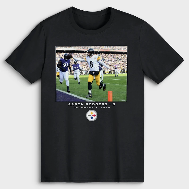 T-shirt noir Aaron Rodgers Pittsburgh Steelers NFL Flash Features Semaine 14