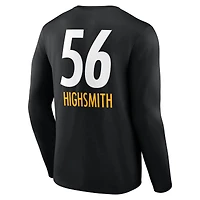 T-shirt à manches longues noir Alex Highsmith pour homme avec nom et numéro de l'équipe des Pittsburgh Steelers