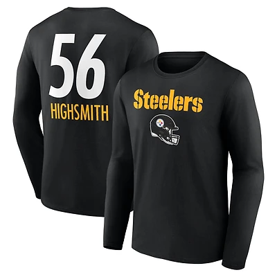 Men's Alex Highsmith Black Pittsburgh Steelers Team Wordmark Name & Number Long Sleeve T-Shirt