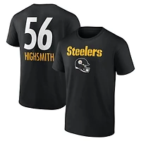 T-shirt noir Alex Highsmith pour homme avec nom et numéro de l'équipe des Pittsburgh Steelers