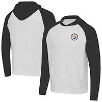 Sweat à capuche Antigua noir/gris chiné pour homme des Pittsburgh Steelers