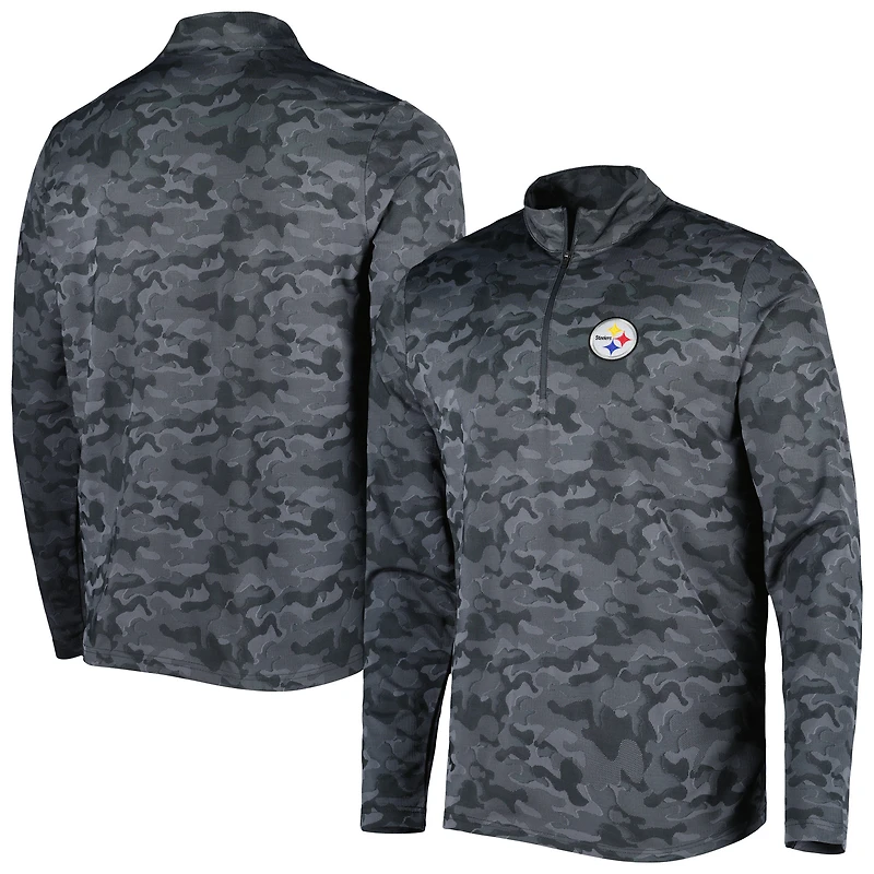 Sweat-shirt à fermeture éclair quart de tour Antigua Black Pittsburgh Steelers Brigade pour homme