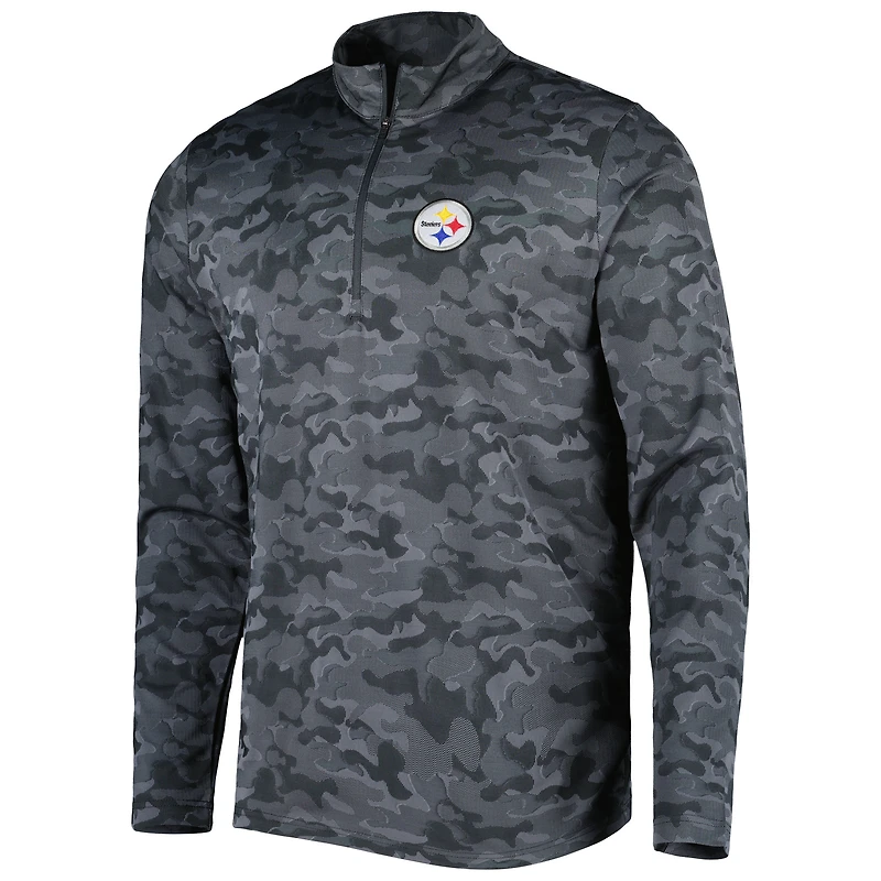Men's Antigua Black Pittsburgh Steelers Brigade Quarter-Zip Sweatshirt