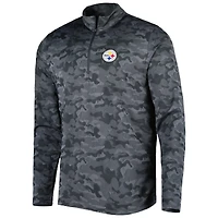 Men's Antigua Black Pittsburgh Steelers Brigade Quarter-Zip Sweatshirt