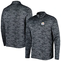 Sweat-shirt à fermeture éclair quart de tour Antigua Black Pittsburgh Steelers Brigade pour homme