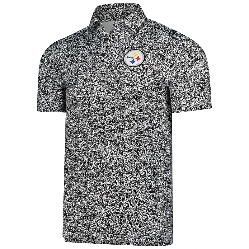 Polo noir à imprimé fleuri des Steelers de Pittsburgh pour homme