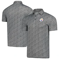 Polo noir à imprimé fleuri des Steelers de Pittsburgh pour homme