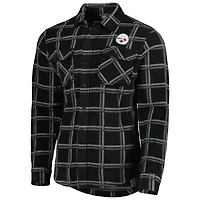 Veste-chemise boutonnée en flanelle noire Antigua pour homme des Steelers de Pittsburgh
