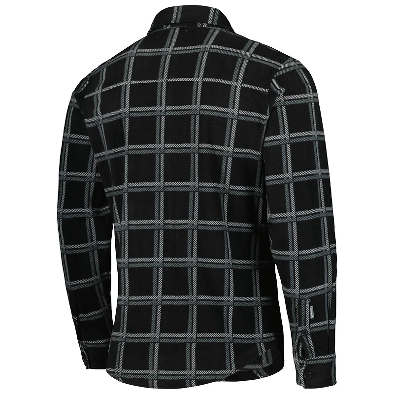 Veste-chemise boutonnée en flanelle noire Antigua pour homme des Steelers de Pittsburgh