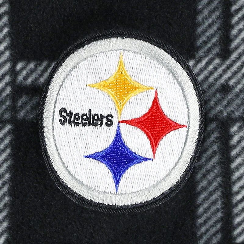 Veste-chemise boutonnée en flanelle noire Antigua pour homme des Steelers de Pittsburgh