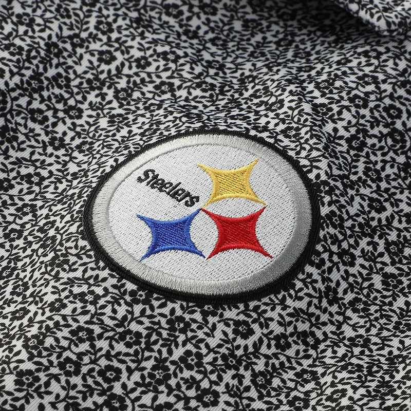 Polo à imprimé fleuri noir chiné Antigua pour homme des Pittsburgh Steelers Field