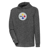 Sweat à capuche en chenille Absolute pour homme Antigua Heathered Black Pittsburgh Steelers