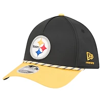 Men's  Black/Gold Pittsburgh Steelers Rope M-Crown A-Frame 39THIRTY Flex Hat