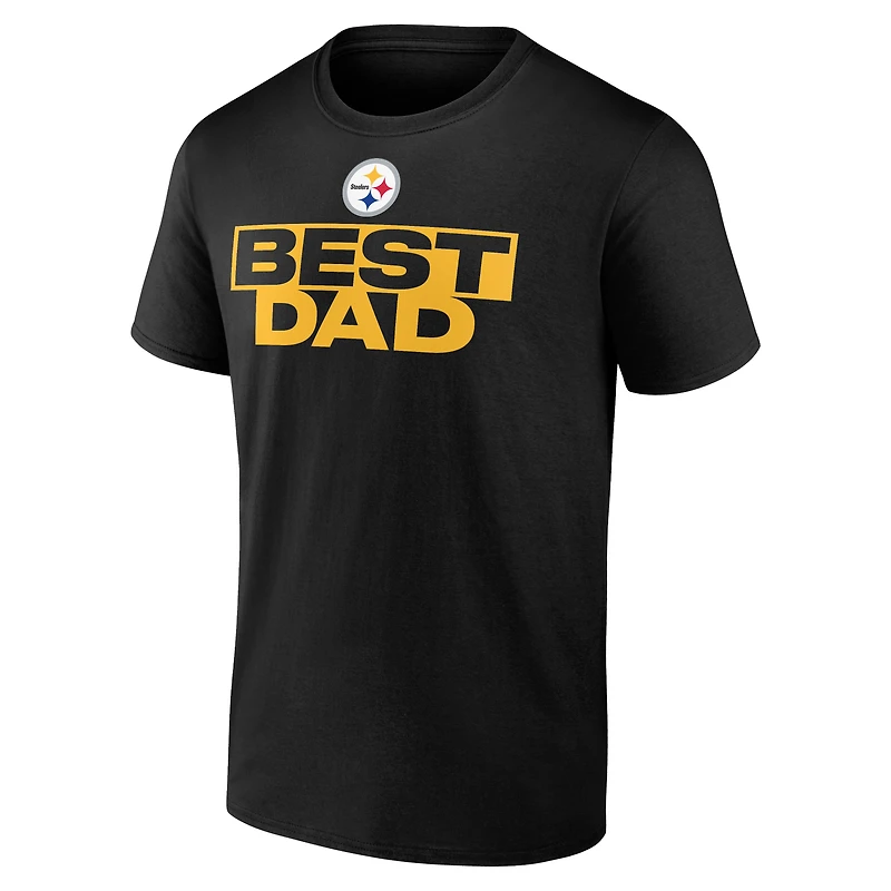 Men's Black Pittsburgh Steelers Best Dad Father's Day T-Shirt