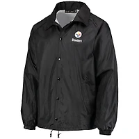 Men's Black Pittsburgh Steelers Coaches Classic Raglan Full-Snap Windbreaker Jacket