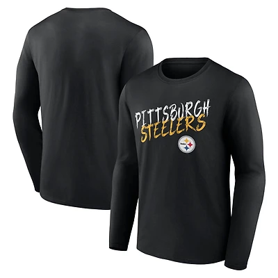 Men's Black Pittsburgh Steelers Hustle Long Sleeve T-Shirt