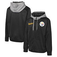 Veste à capuche noire entièrement zippée Replay Fashion Graphic des Pittsburgh Steelers pour hommes
