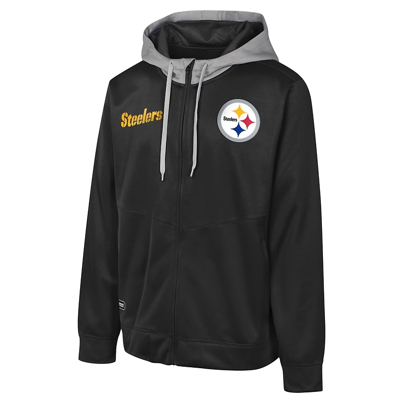Veste à capuche noire entièrement zippée Replay Fashion Graphic des Pittsburgh Steelers pour hommes