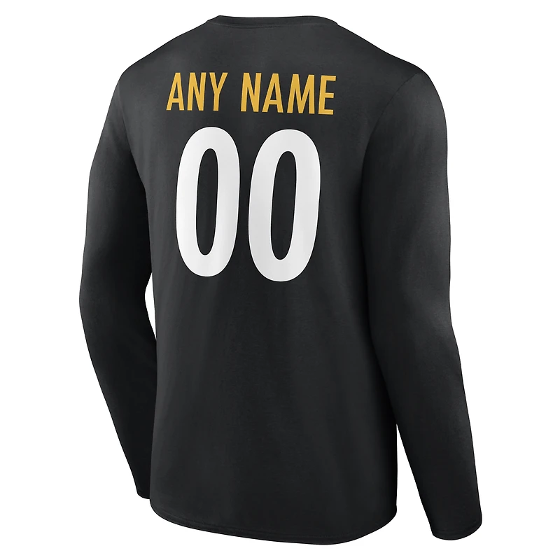 Men's Pittsburgh Steelers Team Authentic Personalized Name & Number Long Sleeve T-Shirt