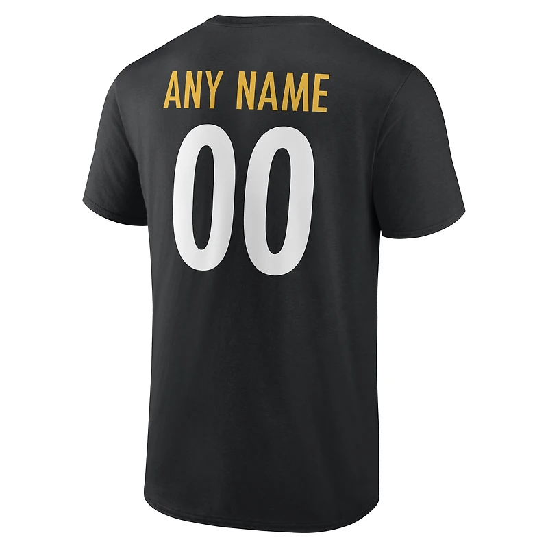 Men's Black Pittsburgh Steelers Team Authentic Personalized Name & Number T-Shirt