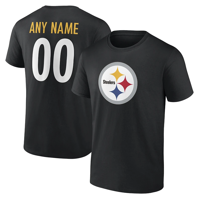 T-shirt authentique Pittsburgh Steelers gris pour homme, personnalisé avec nom et numéro.