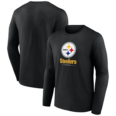 Men's  Black Pittsburgh Steelers Team Lockup Long Sleeve T-Shirt