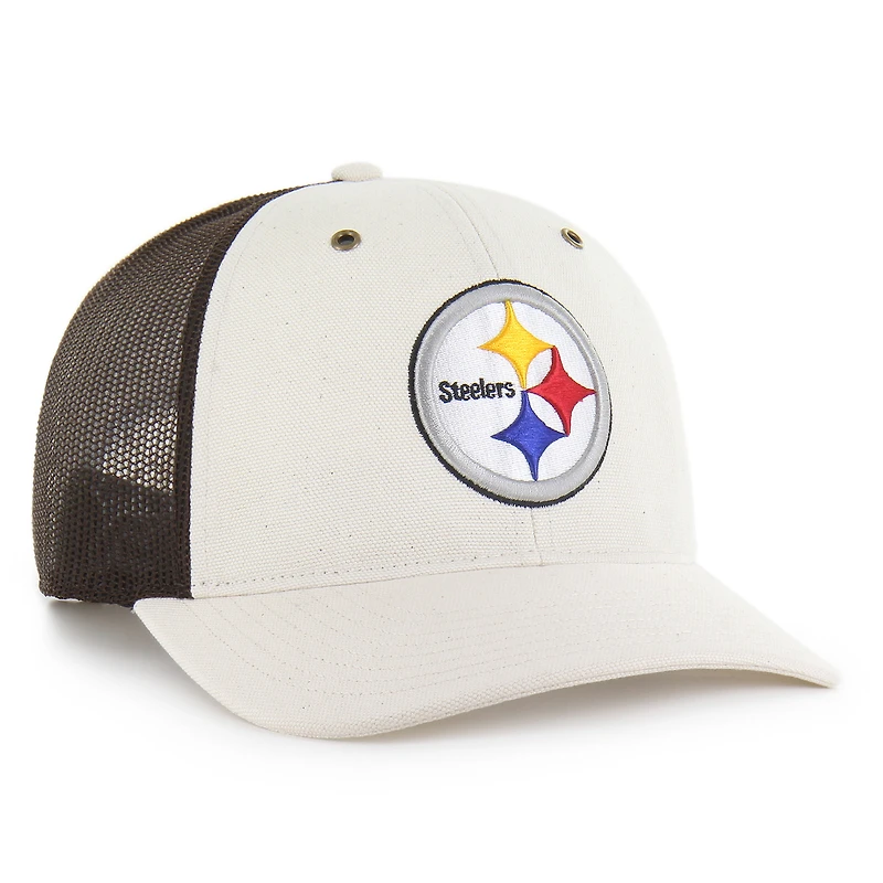 Men's Carhartt x '47 Natural/Brown Pittsburgh Steelers Undyed Trucker Adjustable Hat