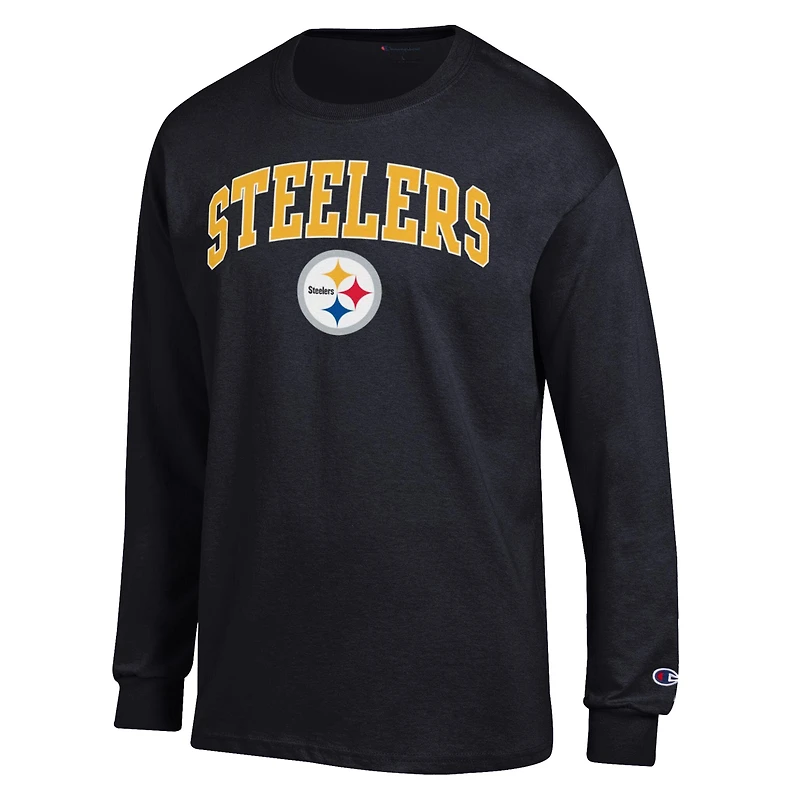 Men's Champion Gold Pittsburgh Steelers Arch Over Logo Long Sleeve T-Shirt