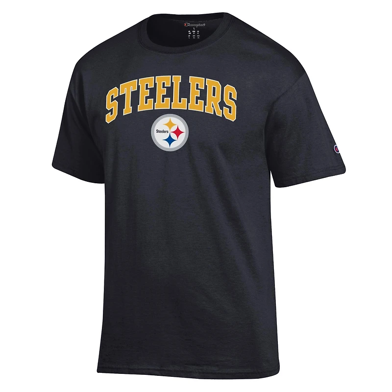 T-shirt noir Champion Pittsburgh Steelers avec logo en arc de cercle pour homme