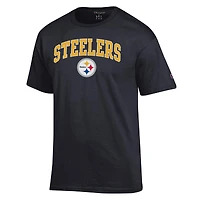 T-shirt noir Champion Pittsburgh Steelers avec logo en arc de cercle pour homme