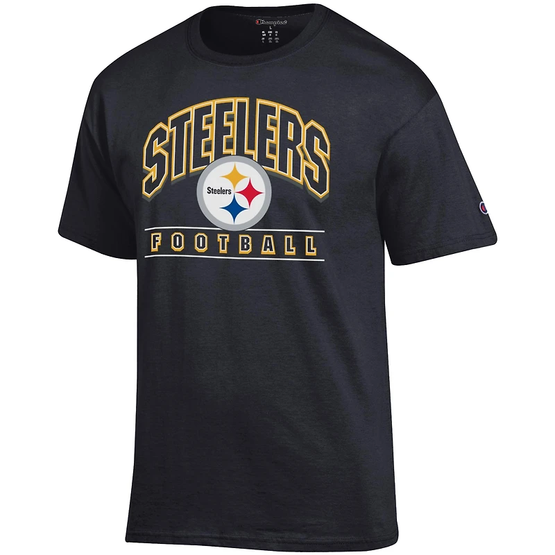 T-shirt de football noir Champion des Steelers Pittsburgh pour homme