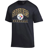T-shirt de football noir Champion des Steelers Pittsburgh pour homme