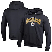 Men's Champion Black Pittsburgh Steelers Powerblend Arch over Logo Hoodie