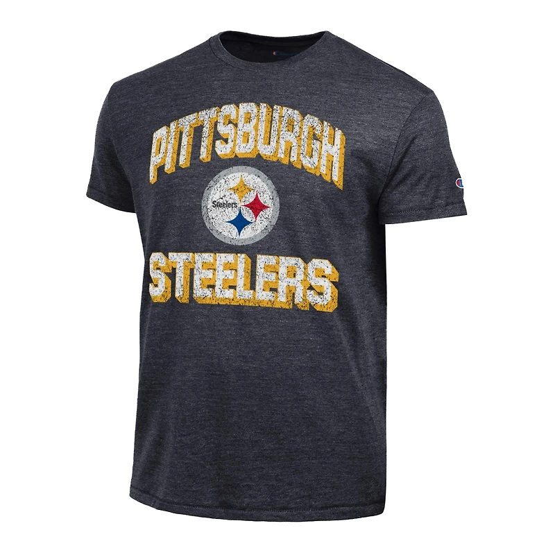 Men's Champion  Heather Black Pittsburgh Steelers Ultimate Tri-Blend T-Shirt
