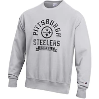 Sweat-shirt en molleton à tissage inversé Champion Heather Grey pour homme des Pittsburgh Steelers