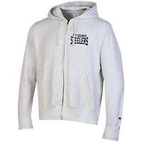 Sweat à capuche zippé tissage inversé Champion Heather Grey des Pittsburgh Steelers pour homme