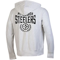 Men's Champion Heather Gray Pittsburgh Steelers Reverse Weave Full-Zip Hoodie