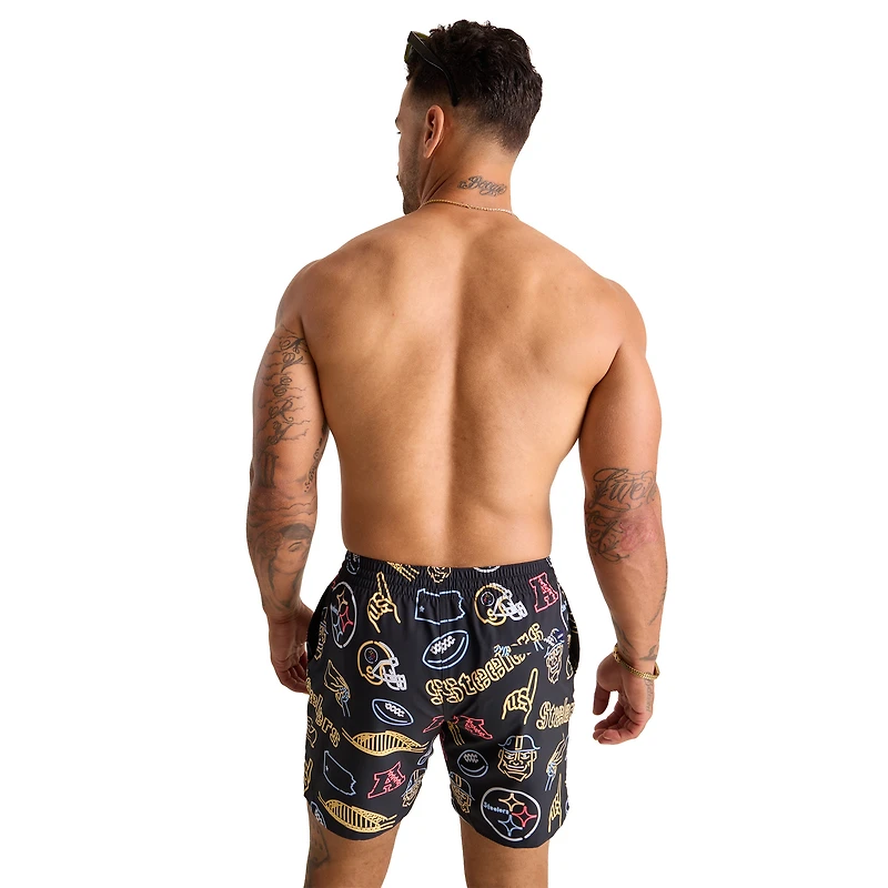 Maillot de bain classique doublé noir Chubbies Pittsburgh Steelers The Neon 5,5" pour homme